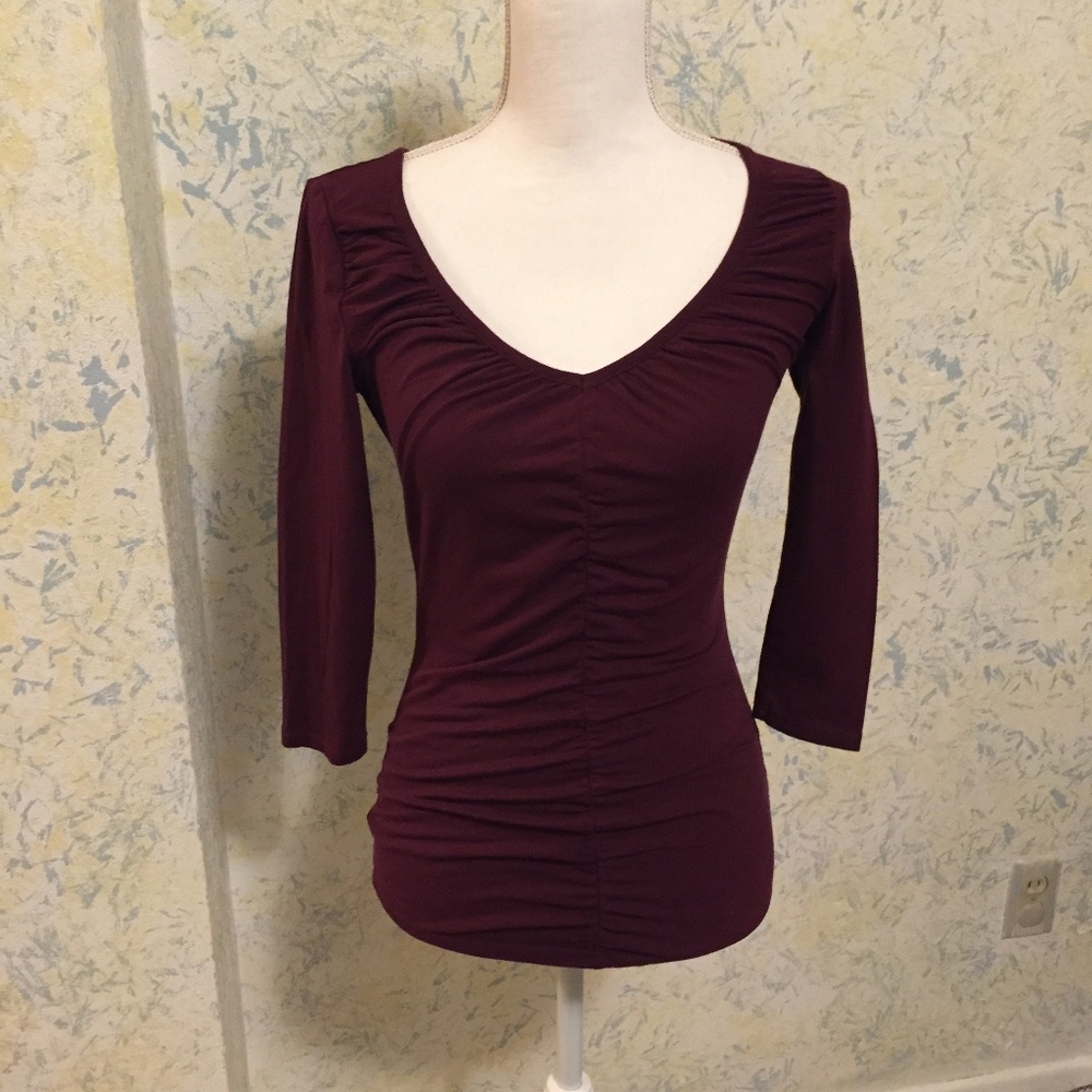 NY&C Size XS Gathered Maroon Top Like New Cute